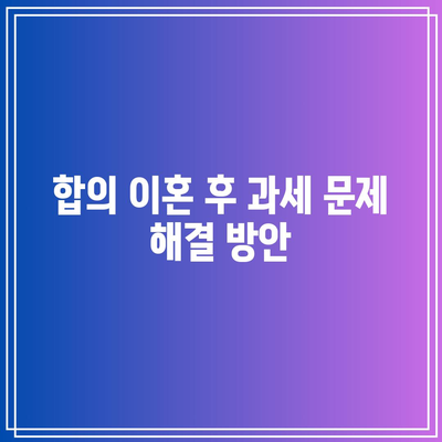 합의 이혼 시 재산 분할 과세 비율 지원