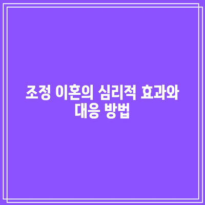 합의 이혼과 조정 이혼의 중요 사항