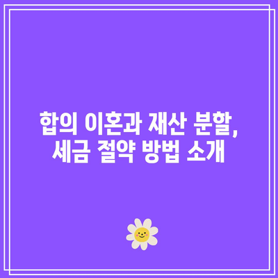 합의 이혼 재산 분할 세금 비율 도움 받기