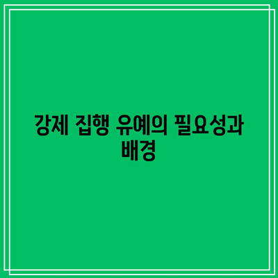 명도 강제 집행 유예: 대안적 조치 고려