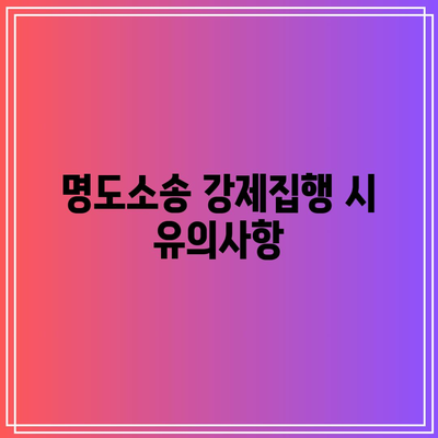 명도소송 강제집행의 법적 과정 이해