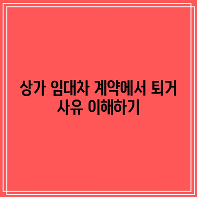 임차인 퇴거를 위한 상가 명도소송 및 강제집행